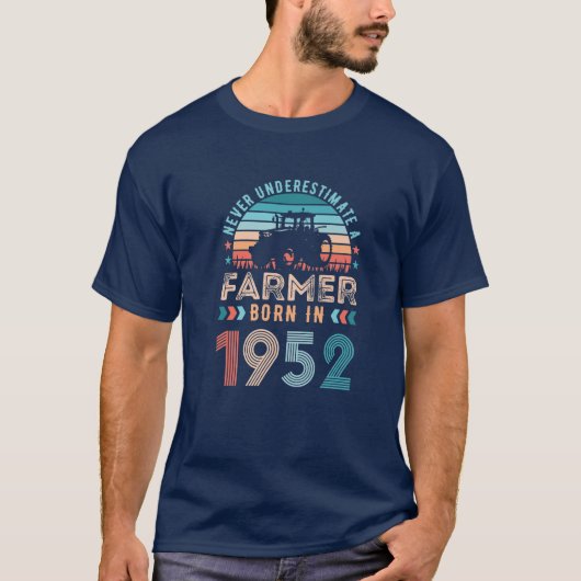 Boer geboren in 1952, 70e verjaardag van de boer t-shirt (Voorkant)