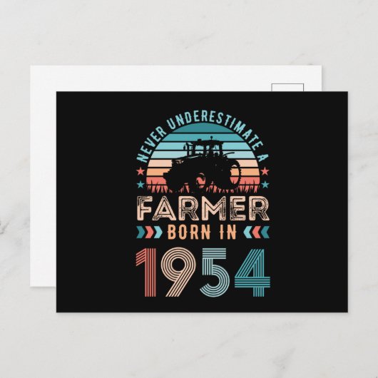 Boer geboren in 1954 70e verjaardag van de boer va briefkaart (Voorkant / Achterkant)