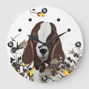 Boer Goat Painting Floral Wall Clock Grote Klok
