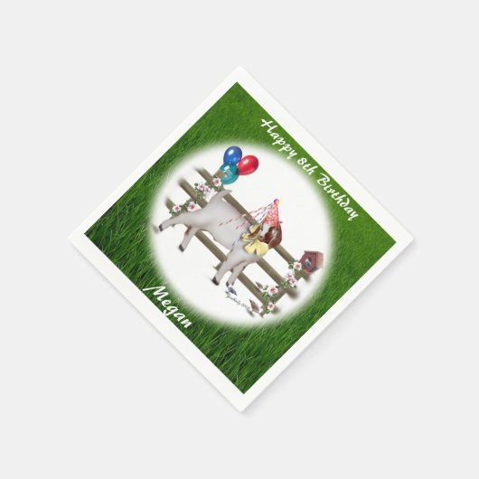 Boer Goat Personalized Birthday Party Napkins Servetten (Hoek)