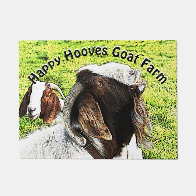 Boer Goats, hij doet zijn ding! JOUW TEKST Deurmat (Voorkant)