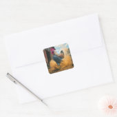 Boer Haan die Stof opwerpt Vierkante Sticker (Envelop)