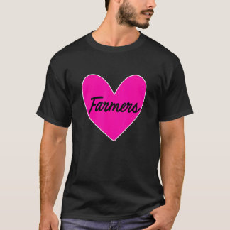 Boer Hart Grafische Koe Boer Landbouw Tracto T-shirt