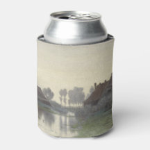 Boer Huizen op het water in de ochtendmist