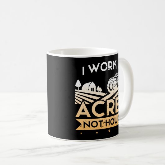 Boer ik werk in Acres not Hours Koffiemok (Voorkant rechts)