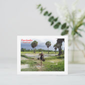 Boer in zijn veld bij Preah Dak Briefkaart (Staand voorkant)