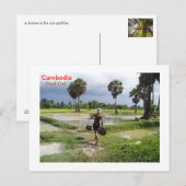 Boer in zijn veld bij Preah Dak Briefkaart (Voorkant / Achterkant)
