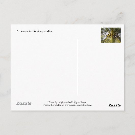 Boer in zijn veld bij Preah Dak Briefkaart (Achterkant)