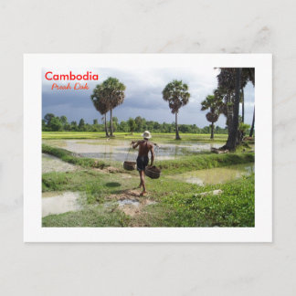 Boer in zijn veld bij Preah Dak Briefkaart