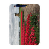 Boer inspecteert zijn tulpen en windmolen magneet (Verticaal)