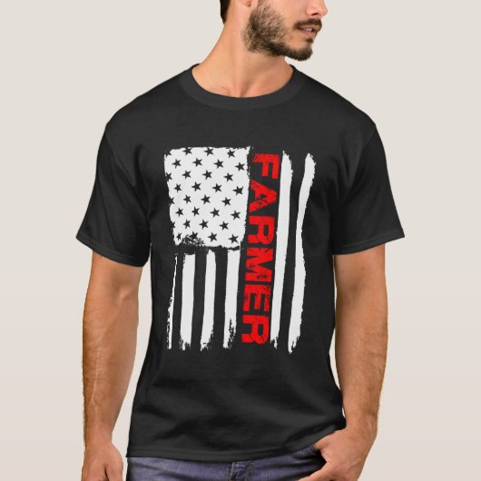 Boer juli 4 Amerikaanse vlag Shirt Boerderij Koe T (Voorkant)