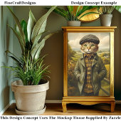 Boer Kattenportret in Landschap CM1 Decoupage Tissuepapier