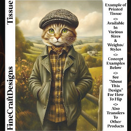 Boer Kattenportret in Landschap CM1 Decoupage Tissuepapier