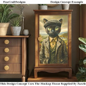 Boer Kattenportret In Landschap CM2 Decoupage Tissuepapier