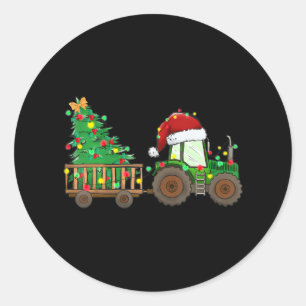 Boer Kerstmis - Grappige Boerentractor Ronde Sticker