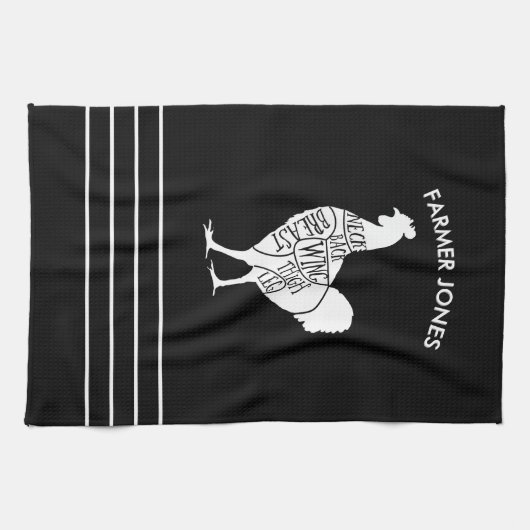 Boer Kippenvlees Snijdt Keuken Handdoek – Slager (Horizontaal)