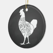 boer kippenvlees snijdt kleine stukjes keramisch ornament (Links)