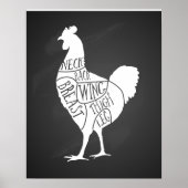 boer kippenvlees snijdt kleine stukjes poster (Voorkant)