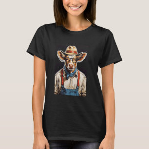 Boer Koe - Grappig Dier Met Hoed en Overall T-shirt