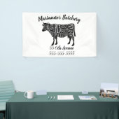 boer koe rundvlees slager vlees snijder kunst klei spandoek (Beurs)