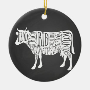 boer koe rundvlees vleesslager snijdt kunst kleine keramisch ornament