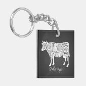 boer koe rundvlees vleesslager snijdt kunst kleine sleutelhanger (Voorkant Links)