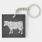 boer koe rundvlees vleesslager snijdt kunst kleine sleutelhanger (Achterkant)