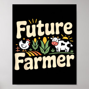 Boer Landbouw Tractor Toekomst Illustratie Poster
