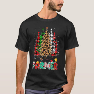 Boer Luipaard Rood Wit Groen Geruit Kerstboom T-shirt