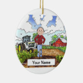 Boer - Mannelijke, witte tractor Keramisch Ornament (Rechts)