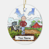 Boer - Mannelijke, witte tractor Keramisch Ornament (Links)