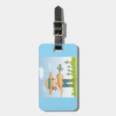 Boer Meisje met Giant Carrot Tuinieren Bagagelabel (Voorkant verticaal)