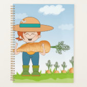Boer Meisje met Giant Carrot Tuinieren Planner (Voorkant)