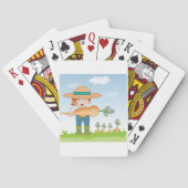 Boer Meisje met Giant Carrot Tuinieren Pokerkaarten (Achterkant)