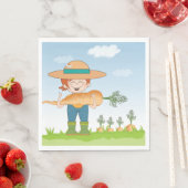 Boer Meisje met Giant Carrot Tuinieren Servet (Insitu)