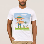 Boer Meisje met Giant Carrot Tuinieren T-shirt (Voorkant)