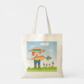 Boer Meisje met Giant Carrot Tuinieren Tote Bag (Achterkant)