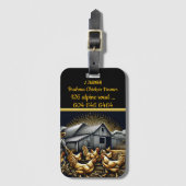 Boer met Brahma kippen bij zonsopgang Bagagelabel (Voorkant (verticaal))