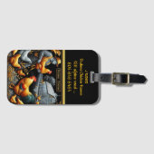 Boer met hanen bij zonsopgang bagagelabel (Voorkant (horizontaal))