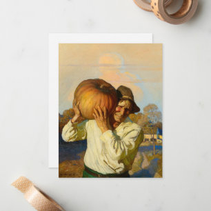 Boer met Pompoen door Newell Convers Wyeth Notitiekaartje