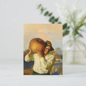 Boer met pompoen van Newell Convers Wyeth Briefkaart (Staand voorkant)