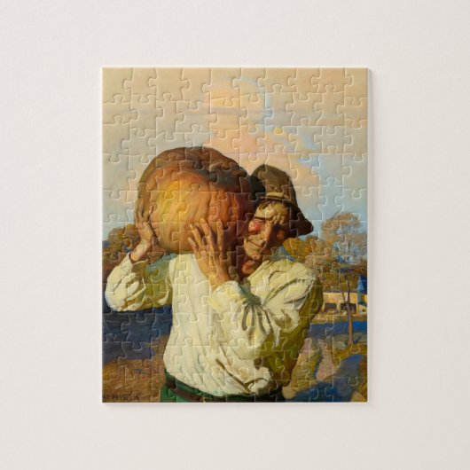 Boer met pompoen van Newell Convers Wyeth Legpuzzel (Verticaal)