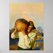 Boer met pompoen van Newell Convers Wyeth Poster (Voorkant)