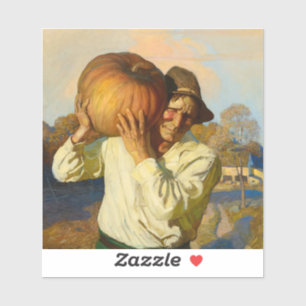 Boer met pompoen van Newell Convers Wyeth Sticker