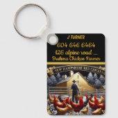 Boer met rode kippen in New Hampshire bij zonsopga Sleutelhanger (Voorkant)