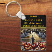 Boer met rode kippen in New Hampshire bij zonsopga Sleutelhanger (Voorkant)