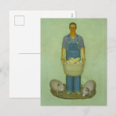 Boer met Varkens en Maïs door Grant Wood Feestdagenkaart (Voorkant / Achterkant)