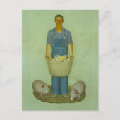 Boer met Varkens en Maïs door Grant Wood Feestdagenkaart (Voorkant)