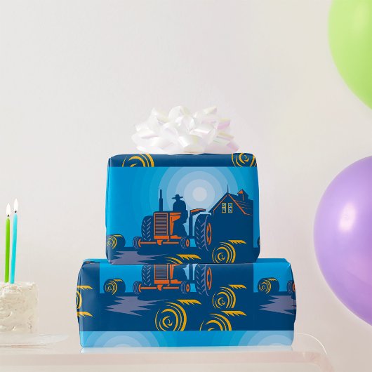 Boer op een trekker cadeaupapier