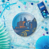 Boer op een trekker papieren bordje (Feest)